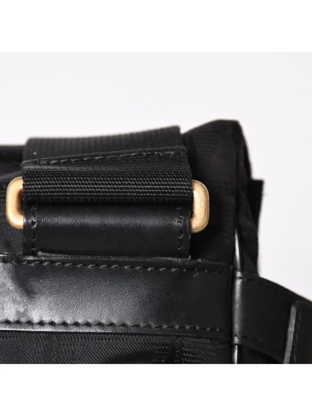Chanel New Travel Line Messenger Bag Nylon Jacquard Leather Gold